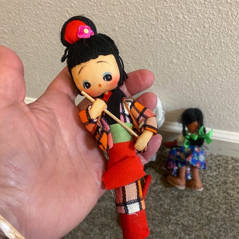 Handcrafted Multicultural Doll Set with Red Maraca - Kids Toys And Home Decor